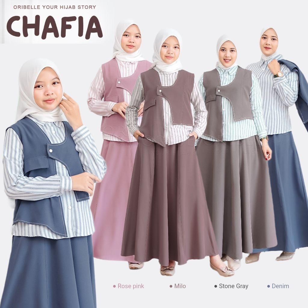 Oribelle Indonesia - Chafia One Set Blouse + Vest + Rok Setelan Anak Tanggung Usia 6-12 th Remaja De