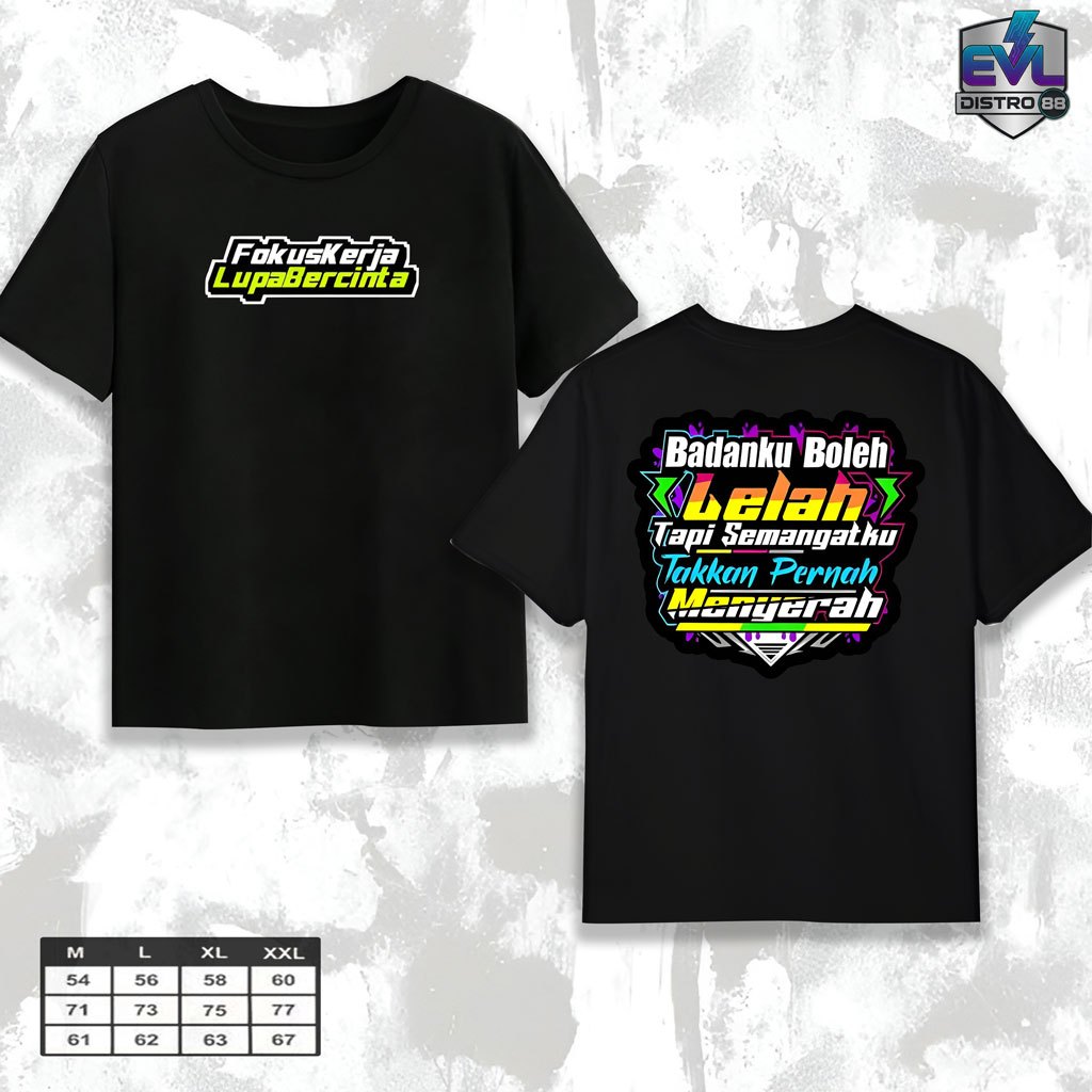 evldistro88 - Kaos Kata Kata "FOKUS BEKERJA / Baju Kaos Kata-Kata Keren Nyindir Viral / T-Shirt Kaos