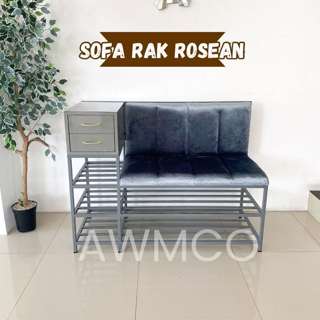 Sofa Rak Rosean / Sofa Sepatu Furniture Ruangan Rumah Bisa Custom Kursi Sepatu Rak Sepatu Minimalis 