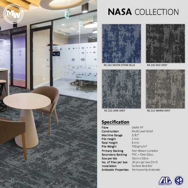 NASA Karpet Tile Persegi Ukuran per Tile 50X50cm Karpet Kantor - Harga Per Box