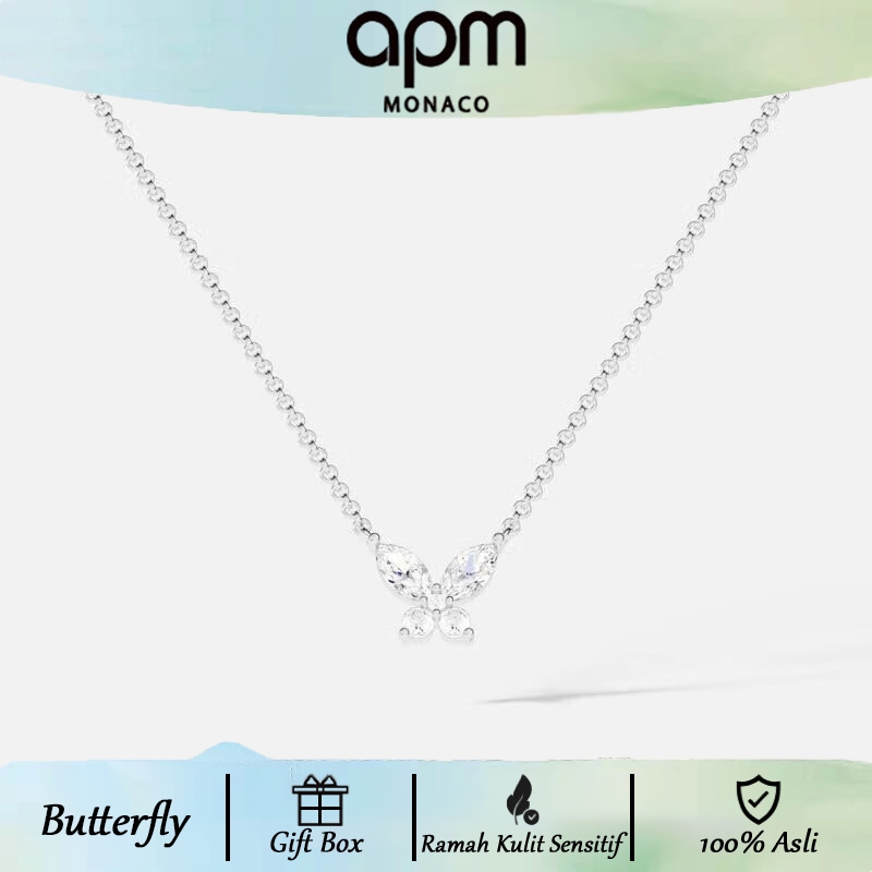 APM Monaco | Kalung Wanita Kupu-Kupu - Kalung Leher Elegan Perak 925, Hadiah Fashion untuk Pacar