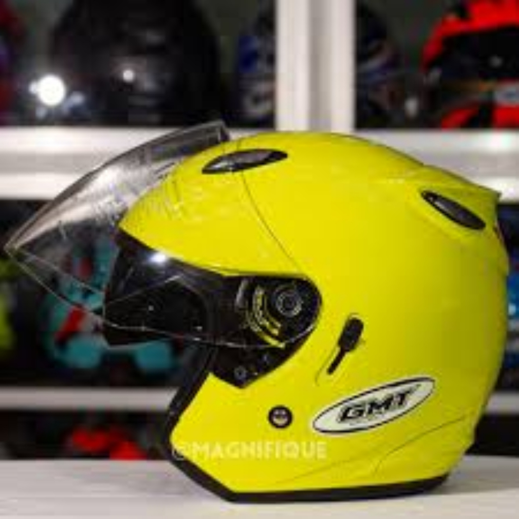 helm GMT/NIELS double visor hijau army dop new design microlock helem sepedah motor
