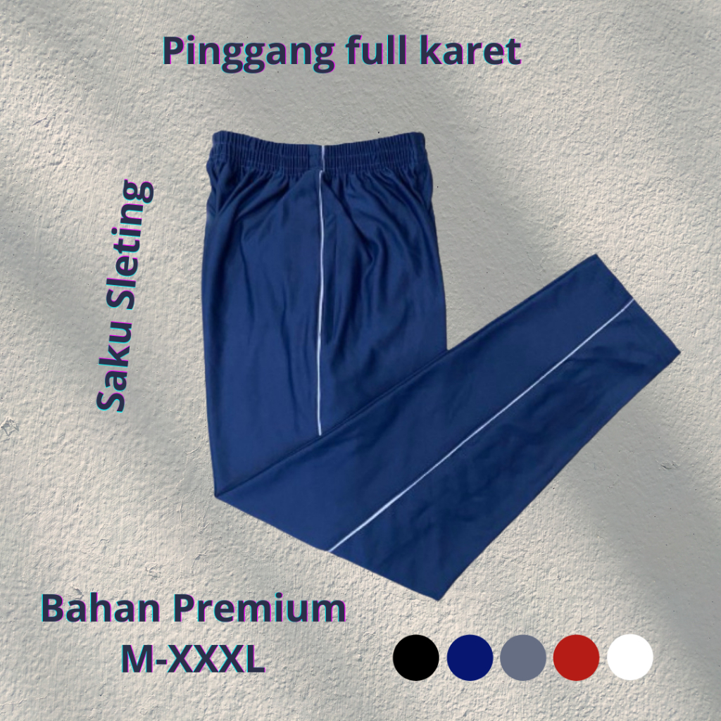 Celana Training panjang dewasa olahraga Strip 1 Santai Voli Futsal Jogging Lari Gym Casual Cowok Cew