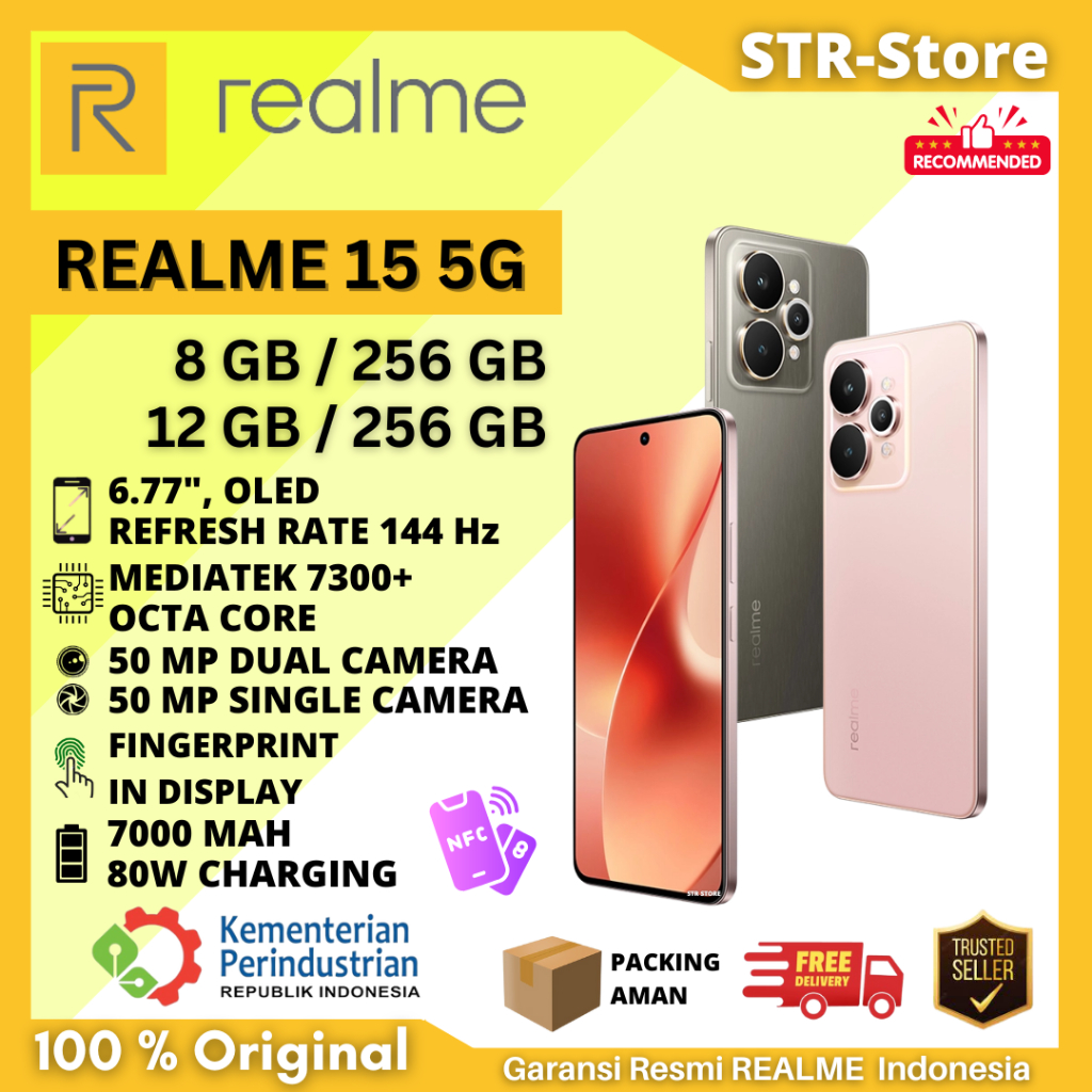 REALME 15 5G 12/256 GB SMARTPHONE GARANSI RESMI REALME INDONESIA REALME 15 8/256 GB NFC - REALME 15 