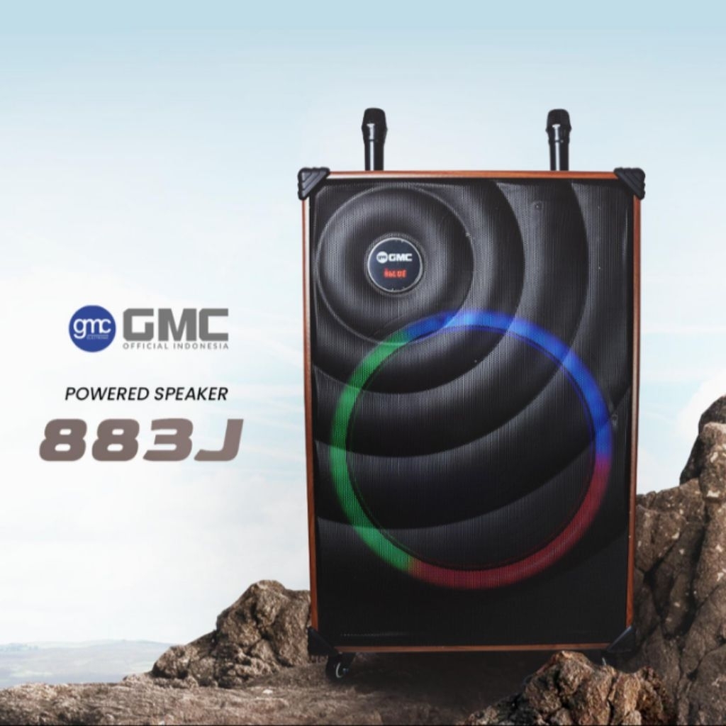 BATAM - GMC 883J 883 J speaker portable bluetooth kayu 18 inch