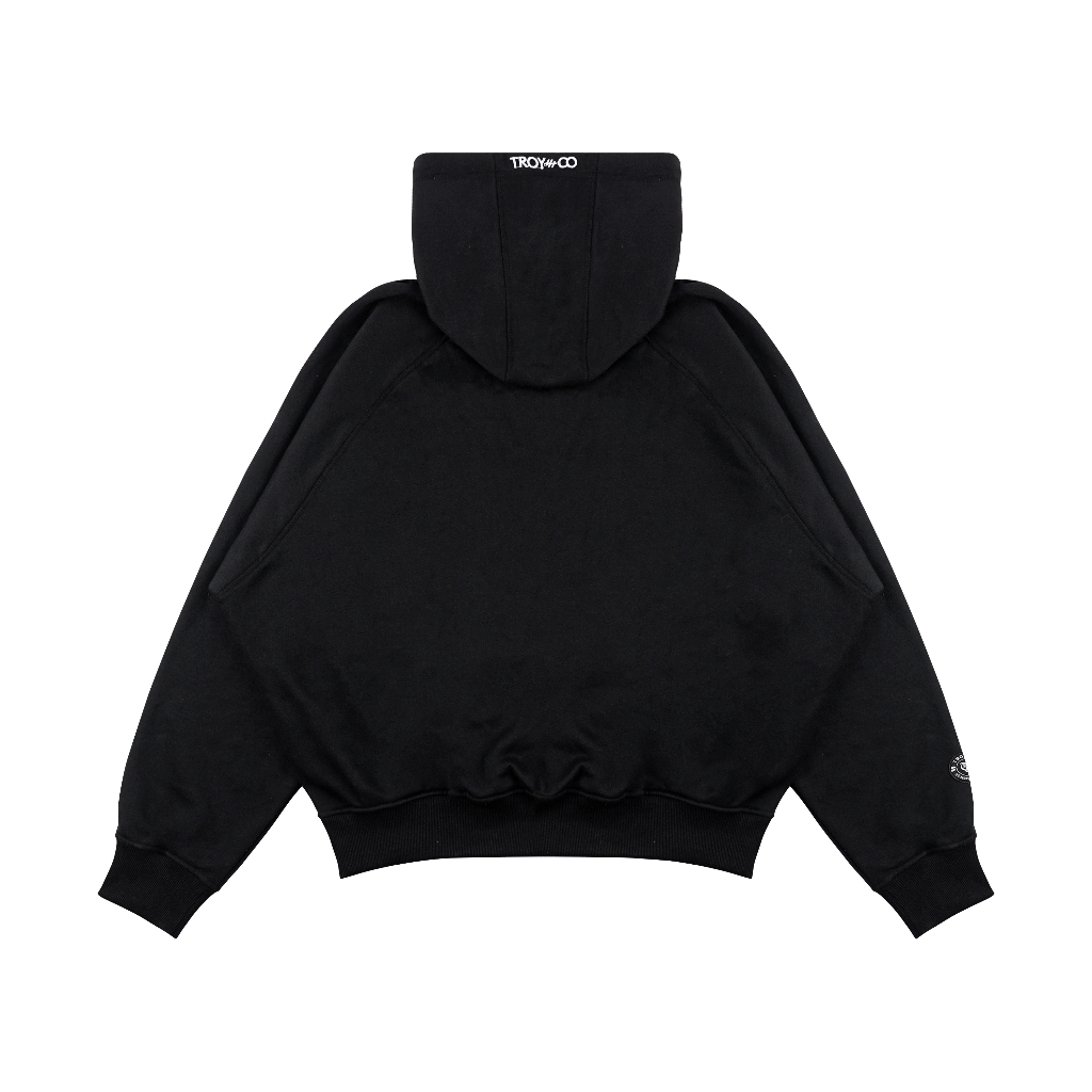 Troy Company Hoodie Boxy Raglan Black Thres - Hoodie Boxy Hitam BRH 3370