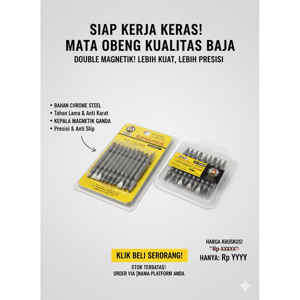 10pcs mata obeng magnet baja ph2-65mm