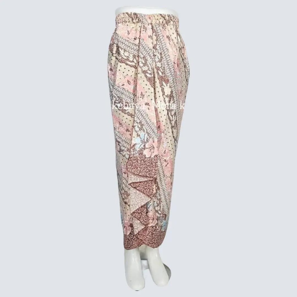 Rok Batik Wanita Model Kain Lilit Rempel Bahan Polyster Premium Warna Peach Pink