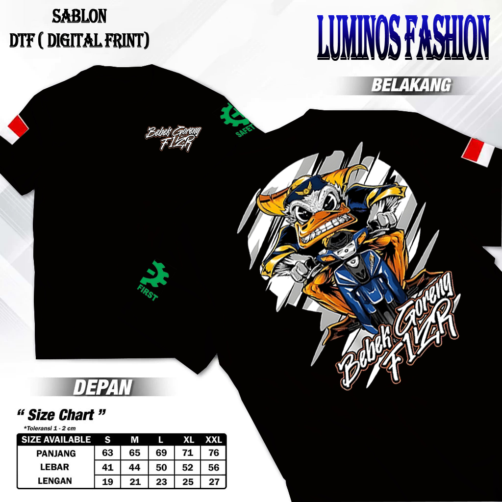 "Luminosfashion12 Kaos Distro Racing Yamaha Fiz R Bebebek Goreng/ Kaos Fiz R Two stroke Cotton