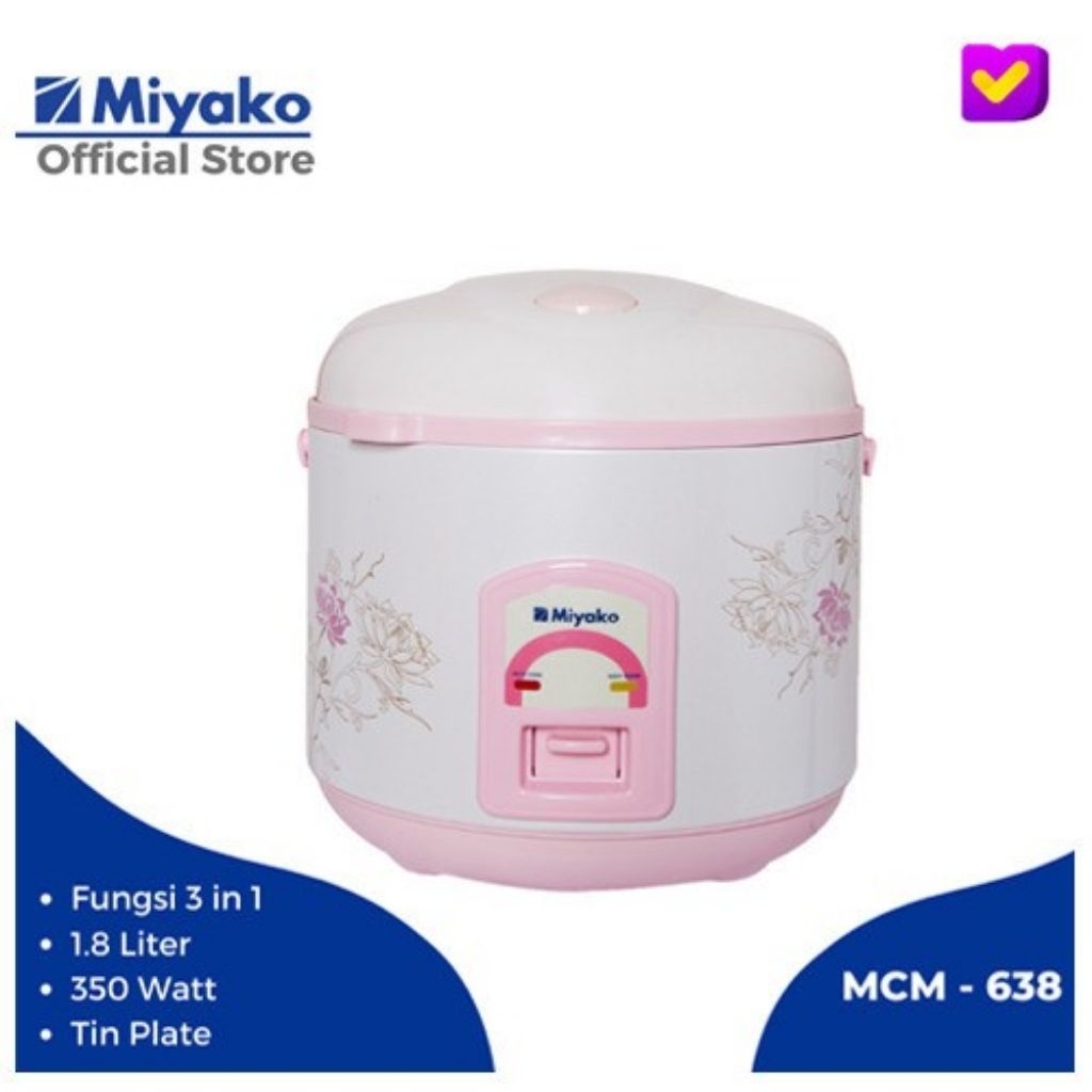 Rice Cooker Miyako MCM 638 Magic Com Miyako 1,8 Liter MCM-638 Magic Com Miyako 3in1 MCM638