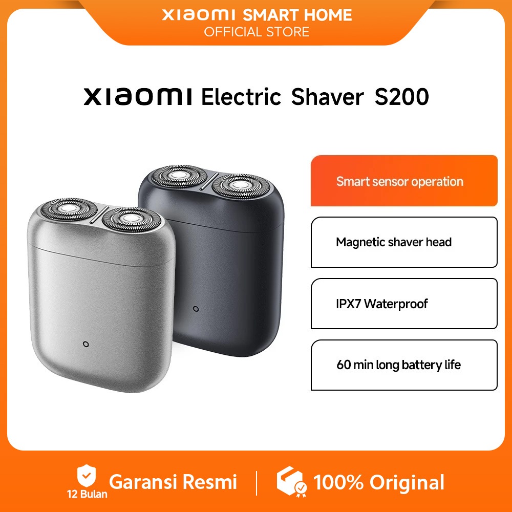 Xiaomi Electric Shaver S200 | Mata pisau dua alur | Kepala cukur lepas pasang | IPX7 Anti Air | Sens