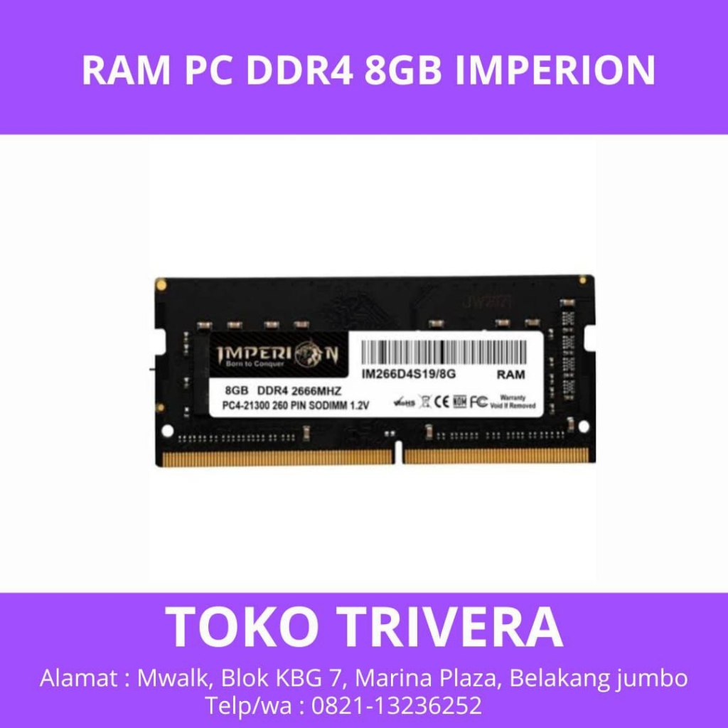Ram Laptop Sodim Imperion DDR4 8GB 2666MHz