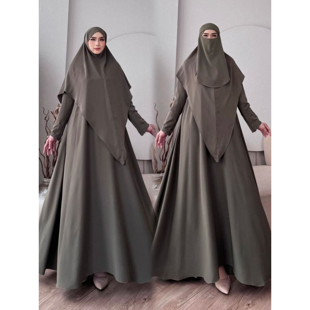ZULAIKA SYARI SET 2IN1 FREE CADAR ORIGINAL BY NINONA GAMIS SET HIJAB BERGO JUMBO
