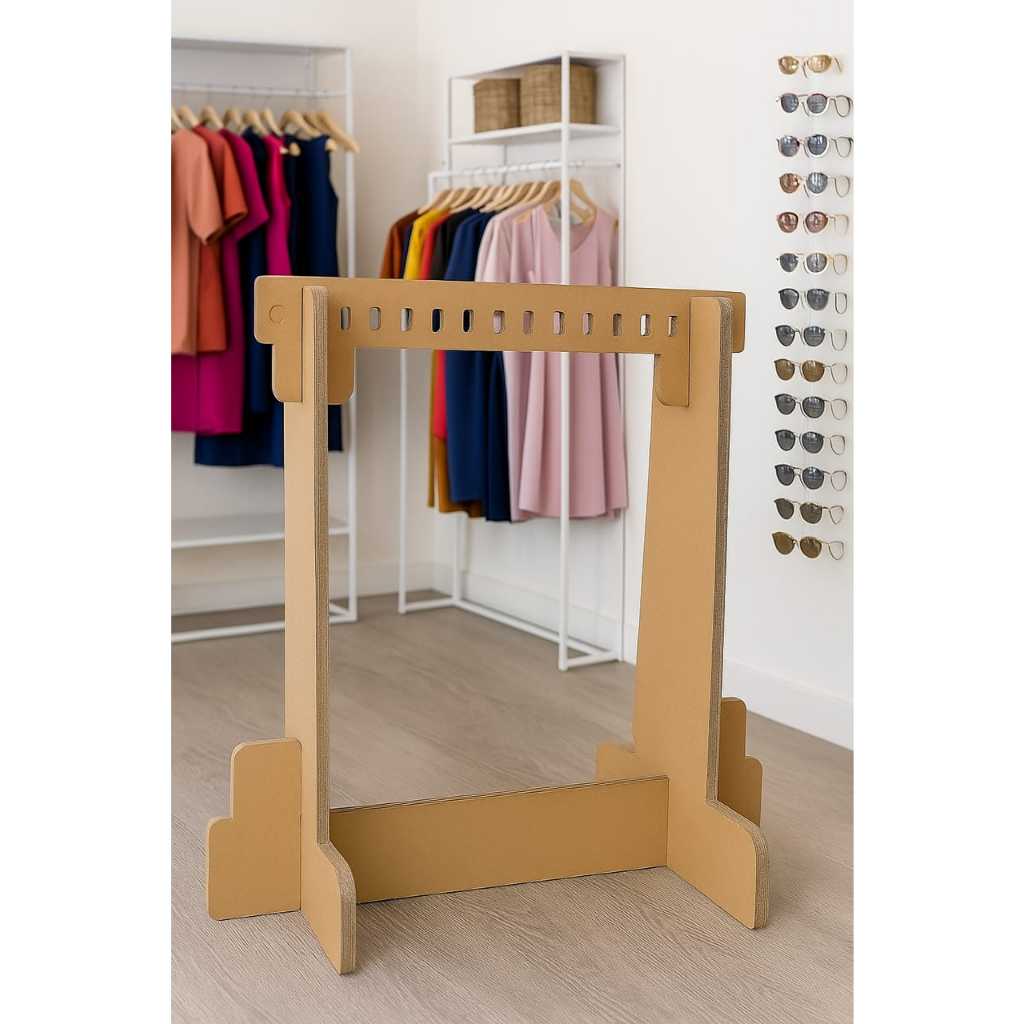 Furnitur kardus untuk stand custome display baju bahan kardus tebal