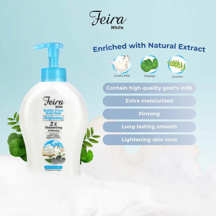 FEIRA White Goat's Milk Bubbly Foam Body Wash 800Ml Berkualitas