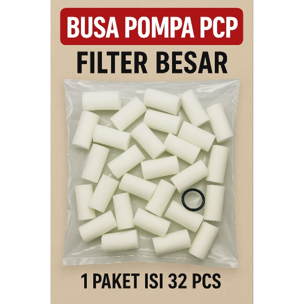Busa Filter Besar Pompa PCP – Isi 32 Pcs – Busa Saringan Udara Pompa Tangan PCP