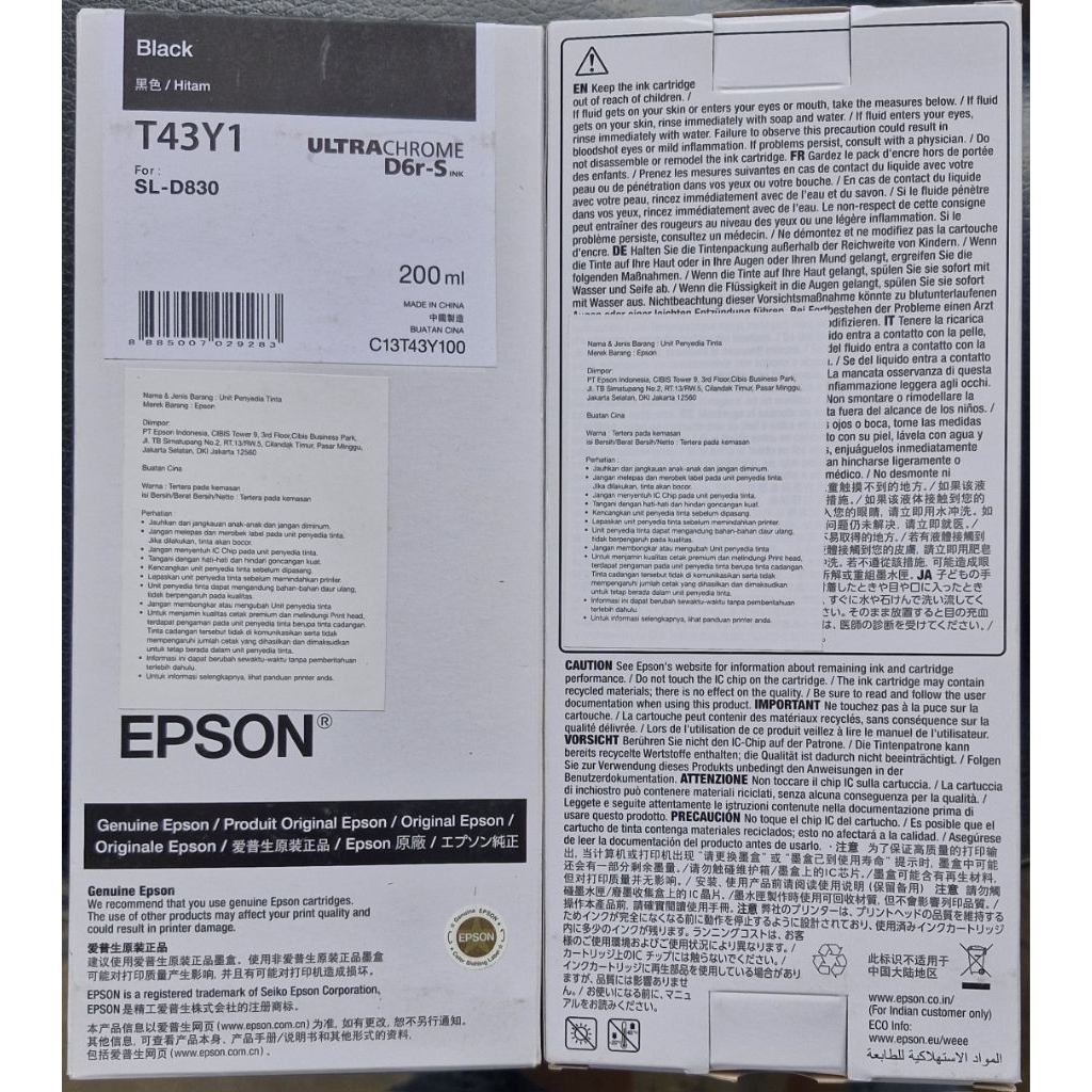 Tinta Epson D830 Black