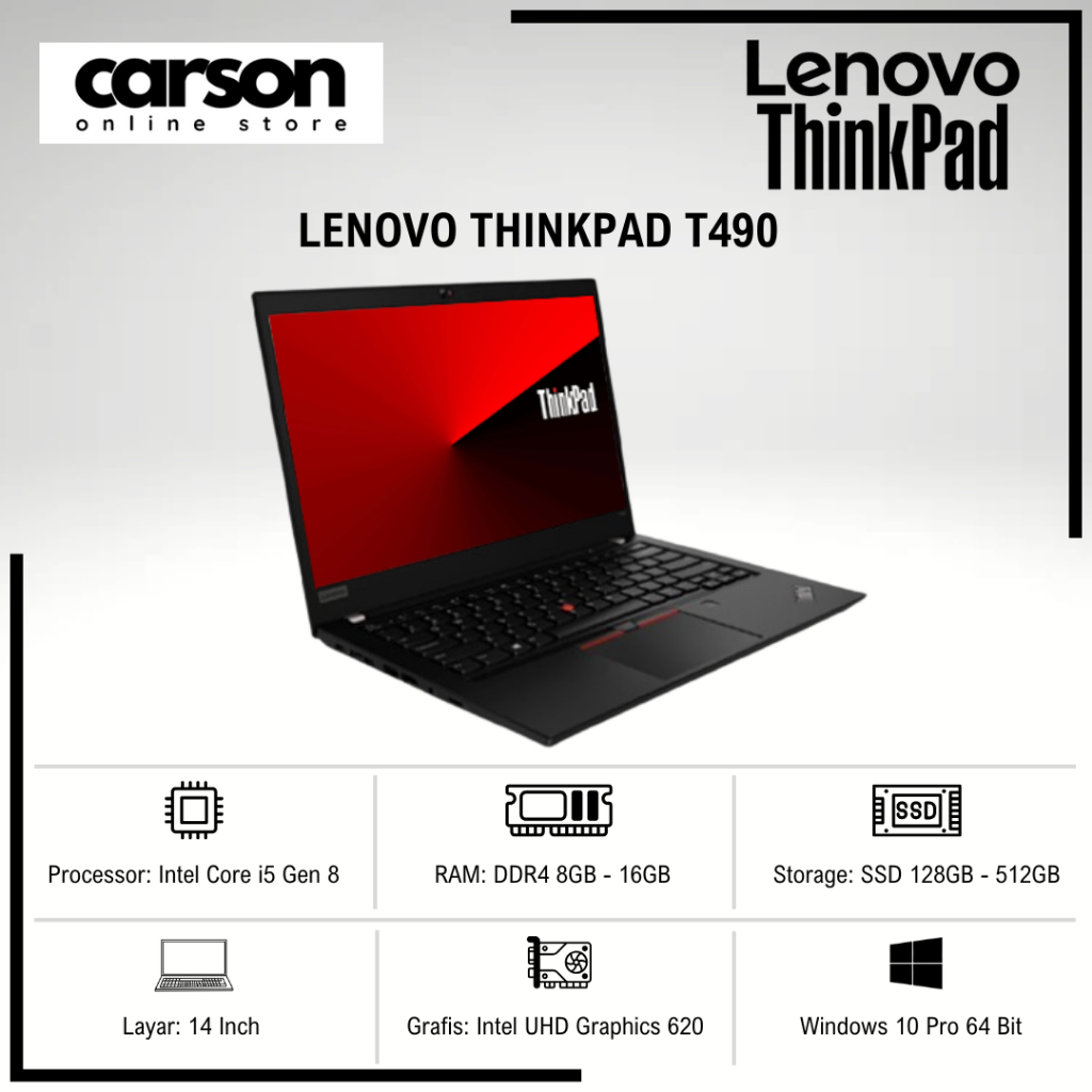 Laptop Lenovo Thinkpad T480 T480s T490 T490s Core i5 / i7 Murah Bergaransi