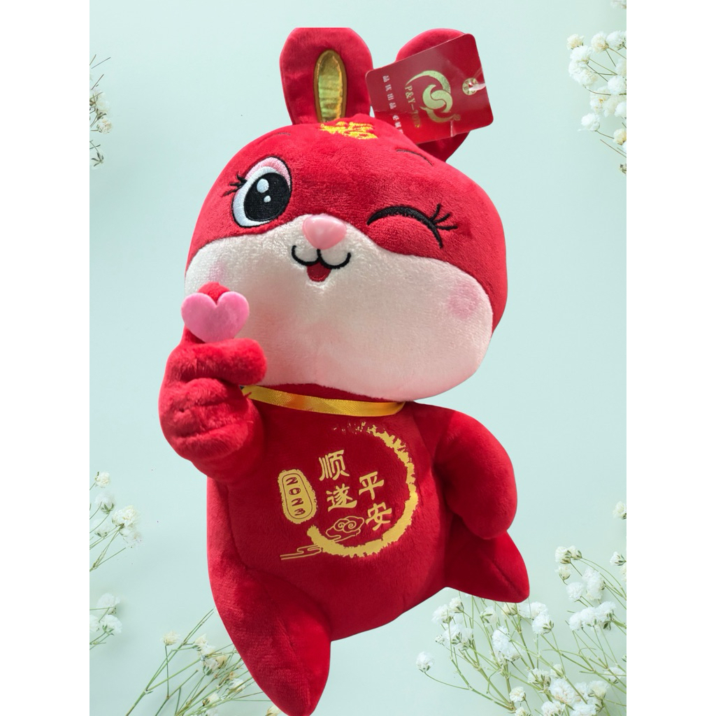 boneka kelinci merah impor China 30cm, boneka pernikahan China