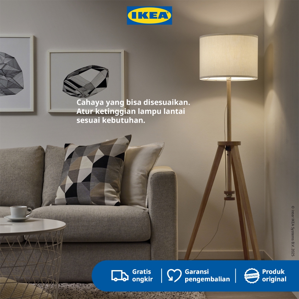 IKEA LAUTERS Lampu Lantai / Lampu Baca Kayu Ash/Putih Minimalis