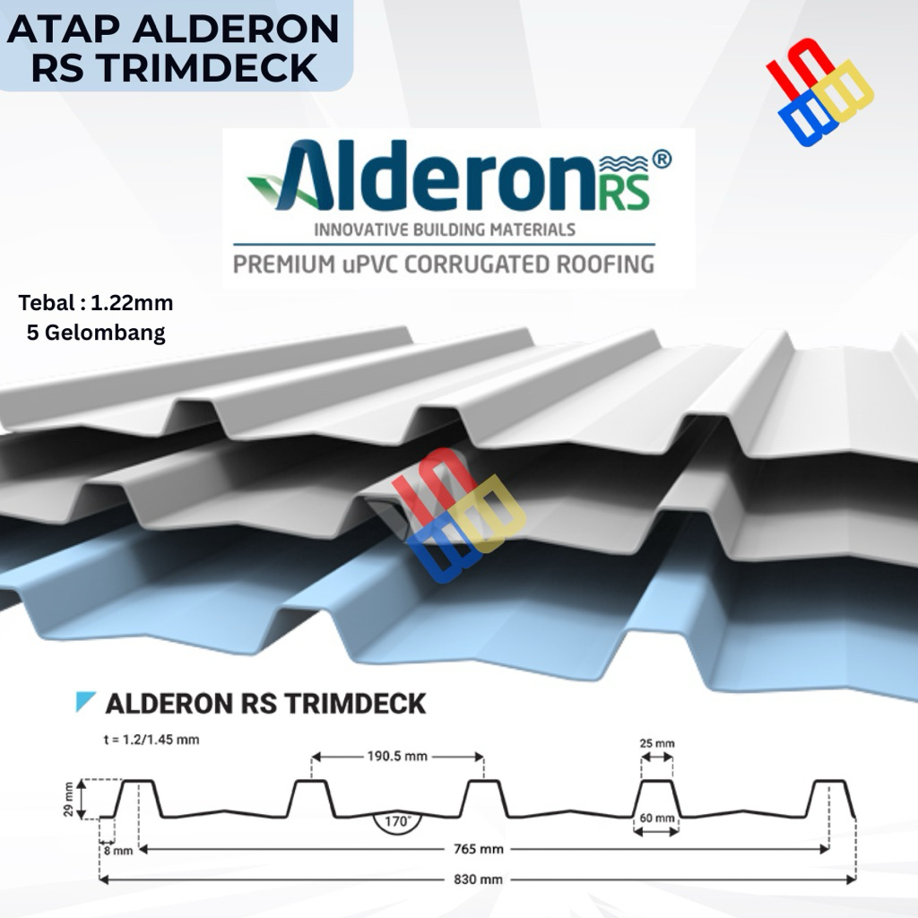 Atap ALDERON TYPE RS TRIMDECK Tebal 1.2mm 1 Lapis / ALDERON Single Layer Blue Doff White Doff Atap U