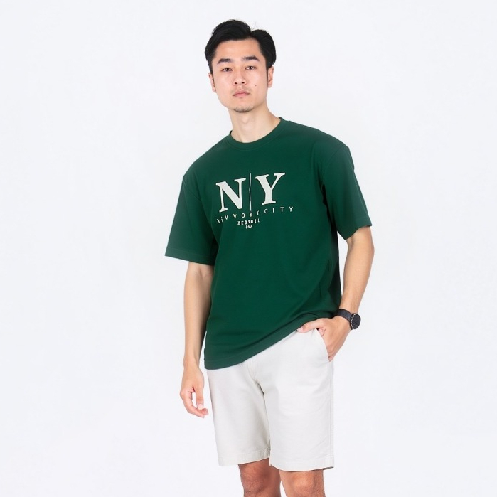 BENHILL Oversized T-shirt Premium Cotton Kaos Pria Graphic Lengan Pendek Nyaman Grey - Green A765-A7