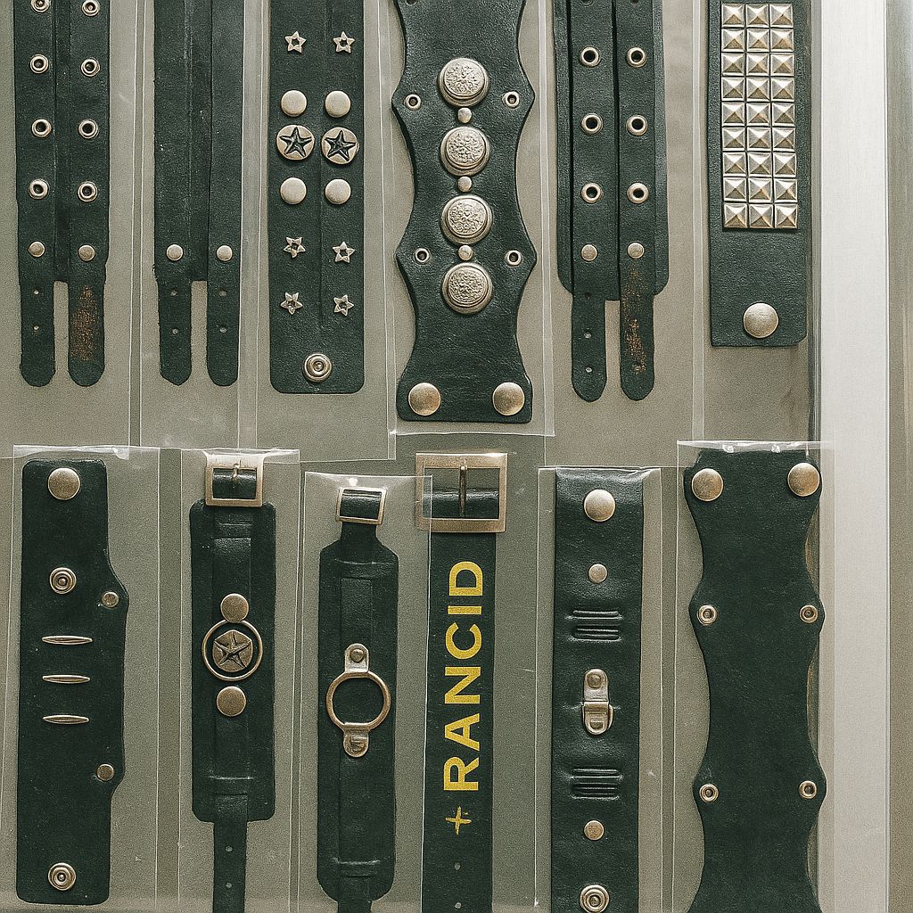 Gelang Kulit Metal Punk Rock Pria Wanita – Aksesoris Tangan Army Style