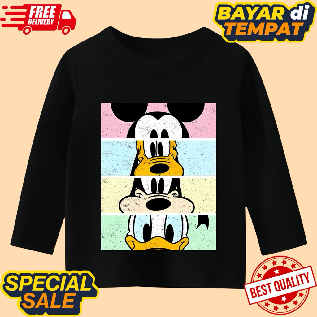 kaos atasan anak unisex lengan panjang motif amigos miki