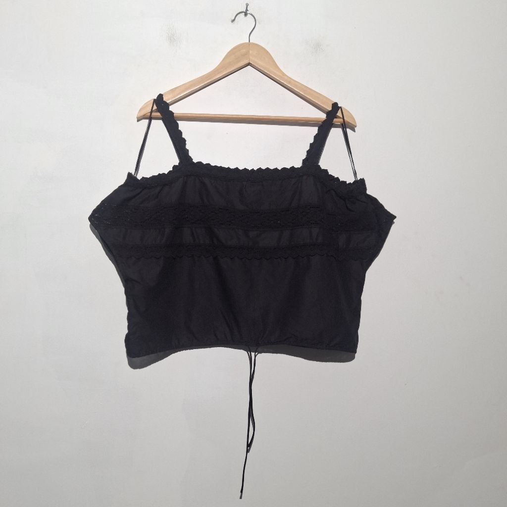 OYSHO TANK TOP TANKTOP CROCHET HITAM BARU ASLI ORIGINAL