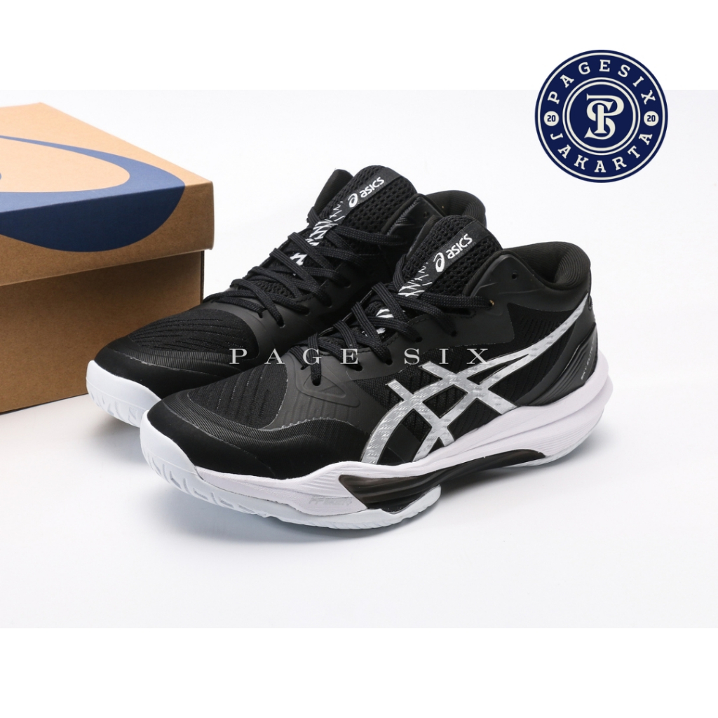 SIZE 44 READY STOCK - Asics Sky Elite FF MT 3 Black Pure Silver (Mid Top) (Sepatu Voli / Volleyball 