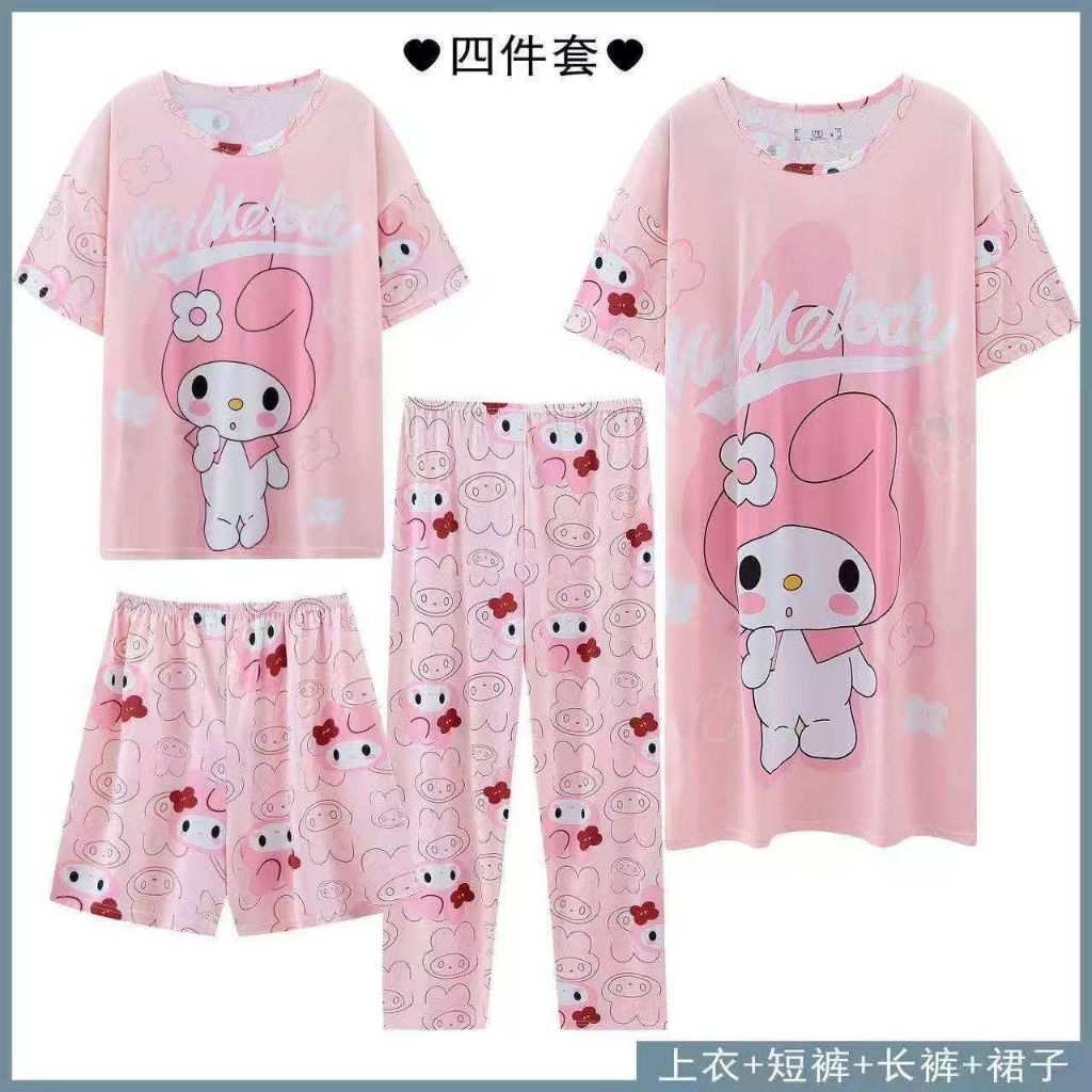 PIYAMA 4 SET WANITA DEWASA JUMBO LEMBUT DAN DINGIN/ 4in1 baju tidur set daster celana pendek dan cel