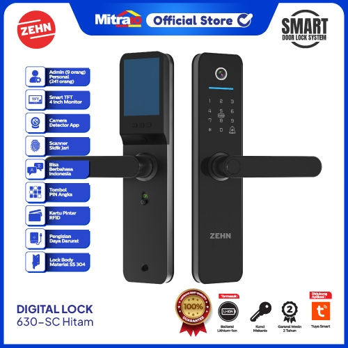 Digital Lock 630-SC Hitam - Keyless Entry, Modern - Zehn smart lock- Proteksi Ganda Extra Bubble Wra