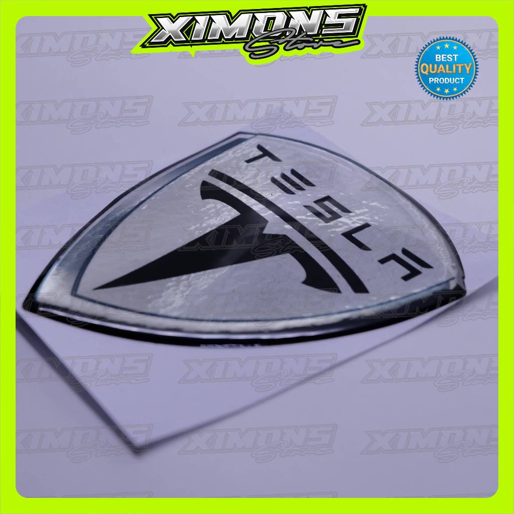 Emblem logo tesla / emblem timbul tesla / sticker tesla / stiker logo tesla / emblem 3d tesla / stik