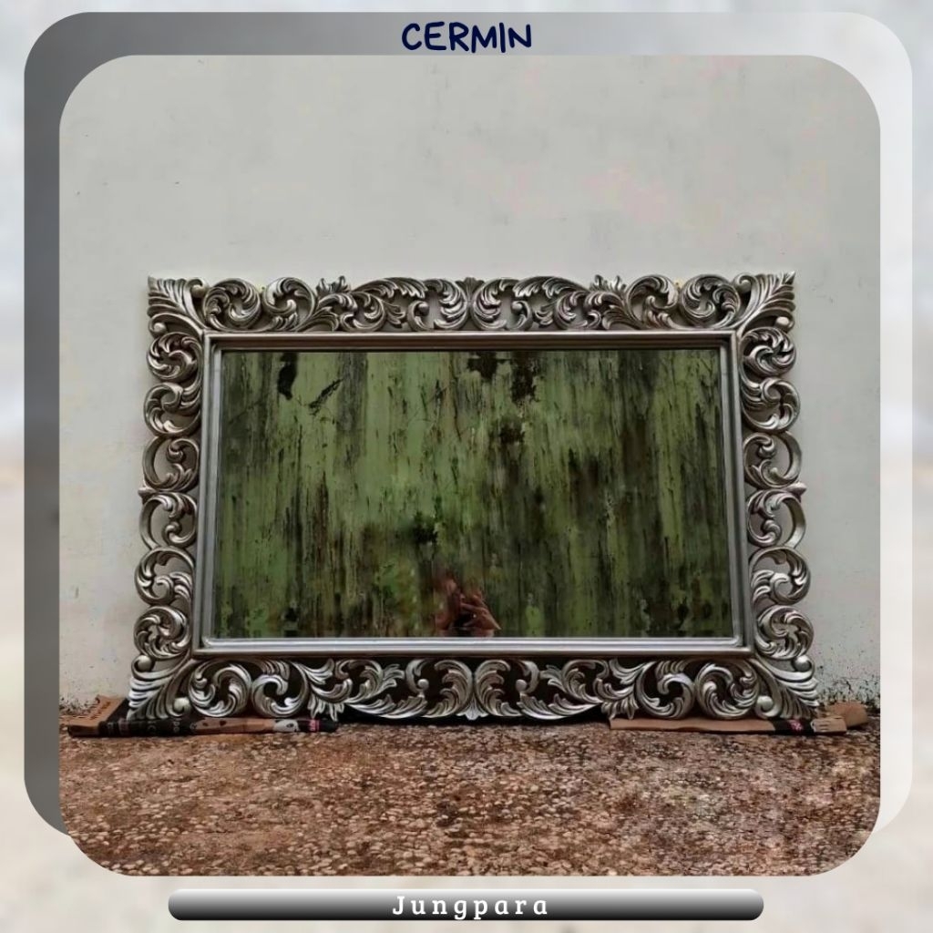 Pigura Cermin Kaca Cermin Dinding Jati