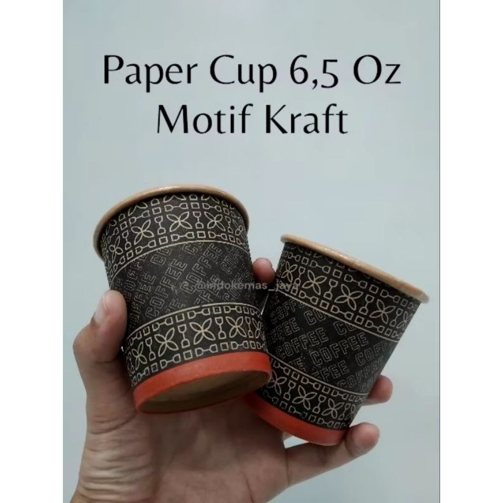 [10 slop] Paper Cup 6,5 Oz Kraft Motif/ Gelas Kopi/ Gelas Kertas/ Cup Kecil/ Cup Bubur Bayi/ Cup 6,5