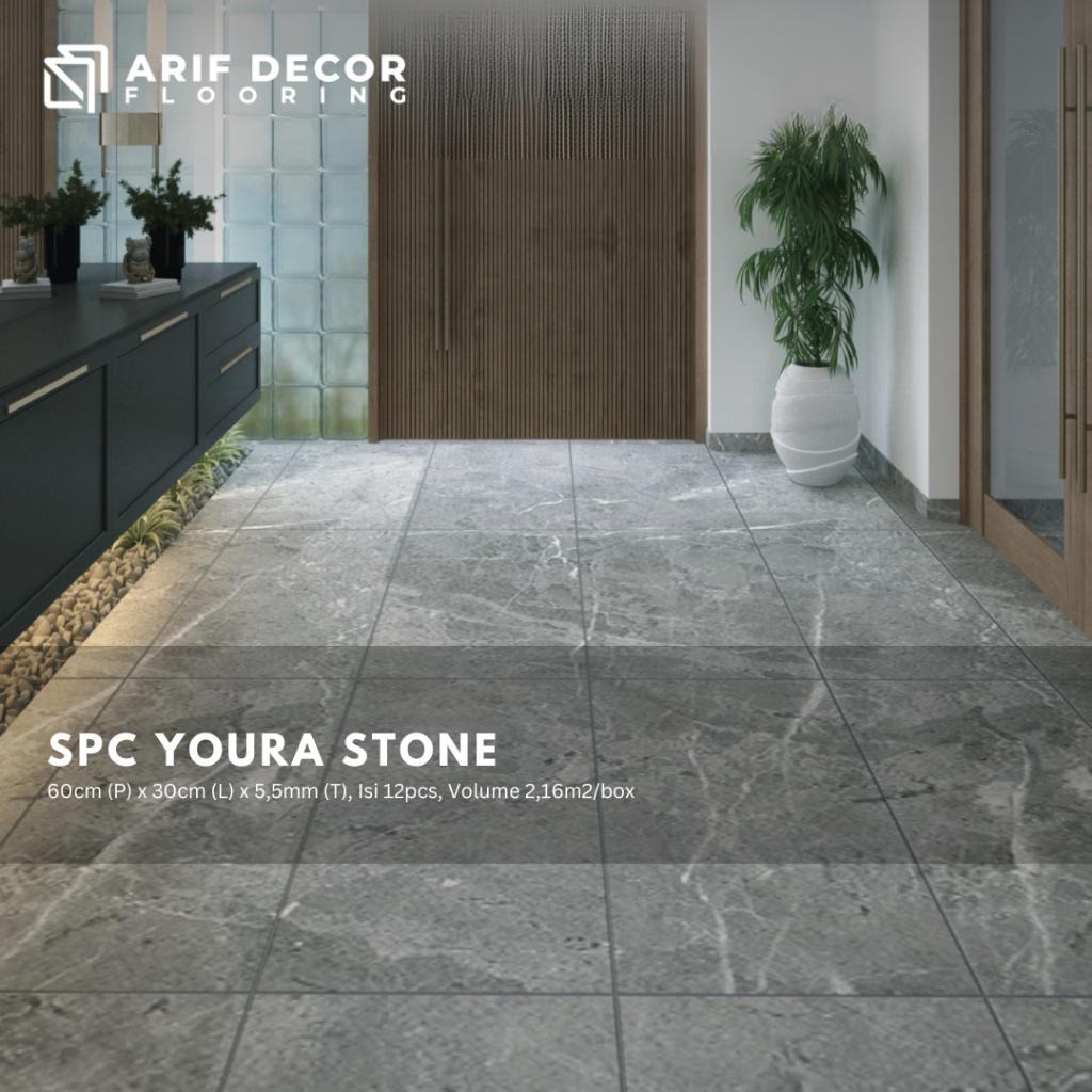Lantai SPC Youra tebal 5,5mm Motif Stone - SPC Youra Stone