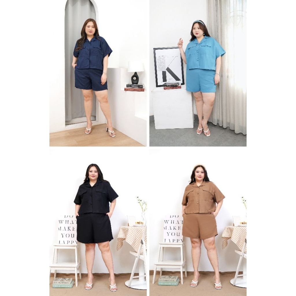 setelan one set linen jumbo bigsize oversize