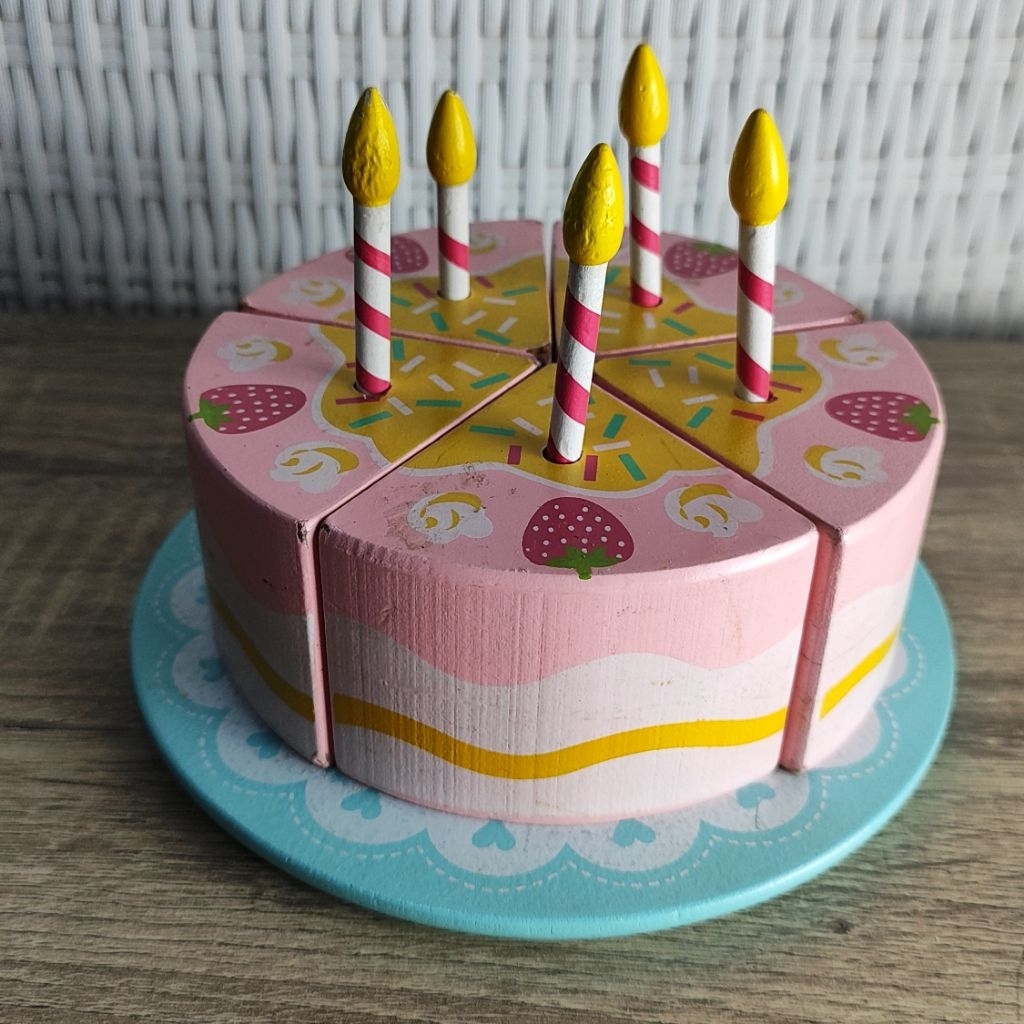 PRELOVED Mainan Kayu Kue Ulang Tahun ELC Original Early Learning Centre – Wooden Birthday Cake Set A