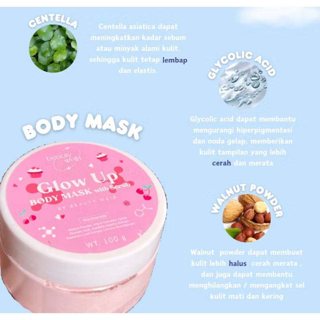 Glow Up Body Mask with Scrub (Masker & Lulur Pemutih Badan)