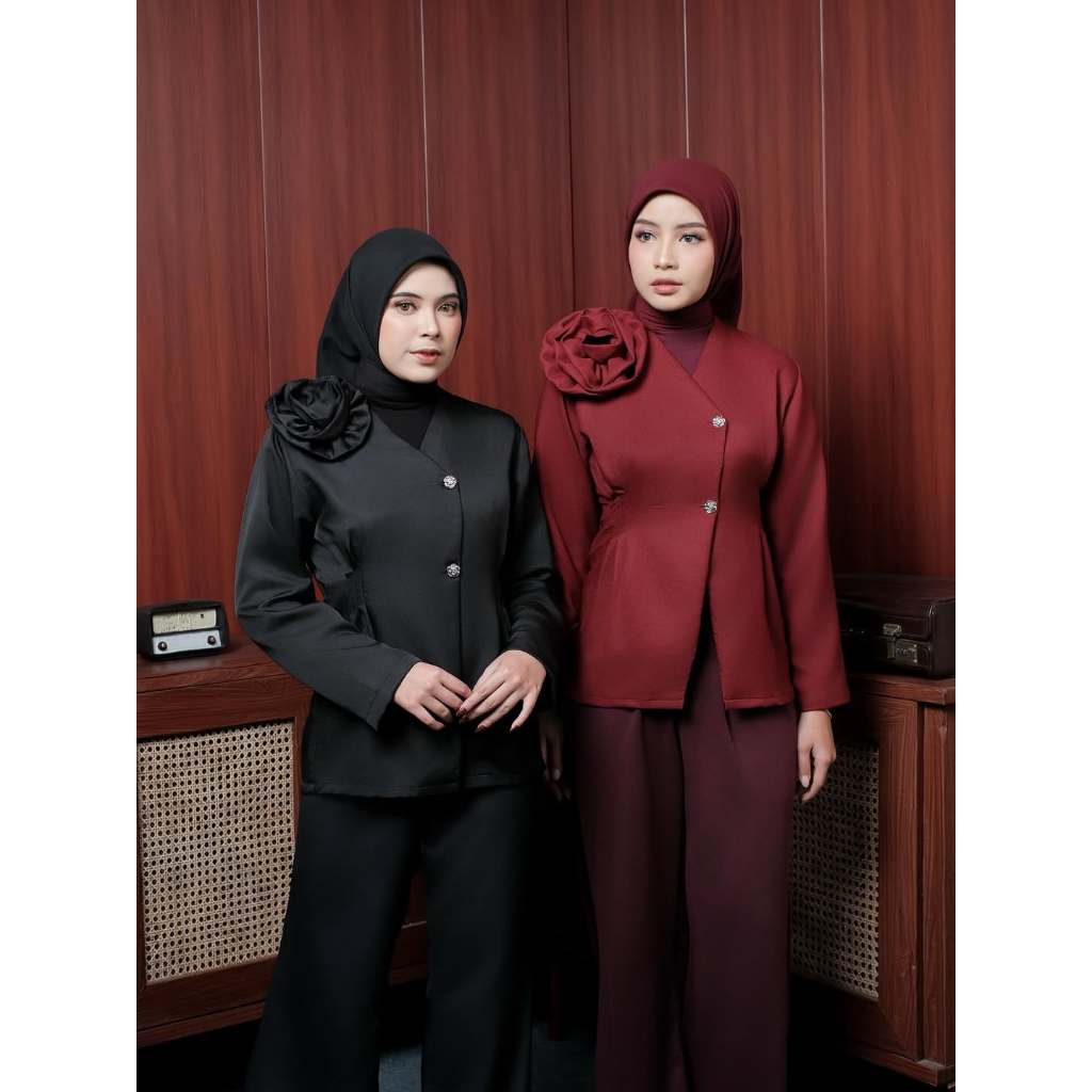 elv.label - Flowery Shirt Maroon & Black