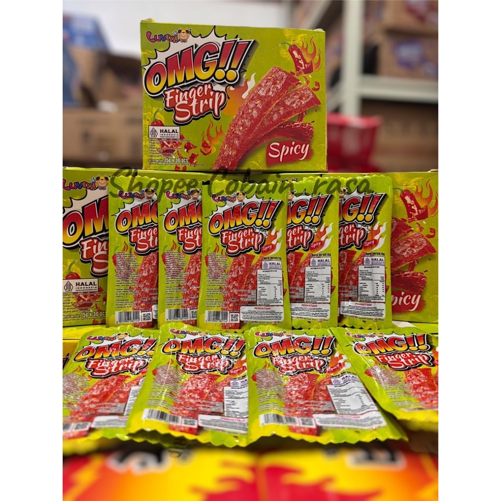 Finger Strip Spicy Pedas LUVMI OMG  Snack Gurih Pedas | Jajanan Viral Korea China | Ecer Murah | Hal