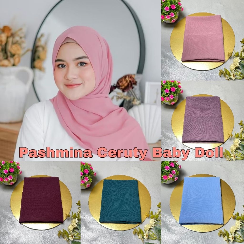 pashmina ceruti premium / pashmina pengantin premium lembut / pashmina ceruti babydoll