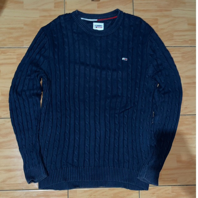 Sweater cable knit tommy jeans navy