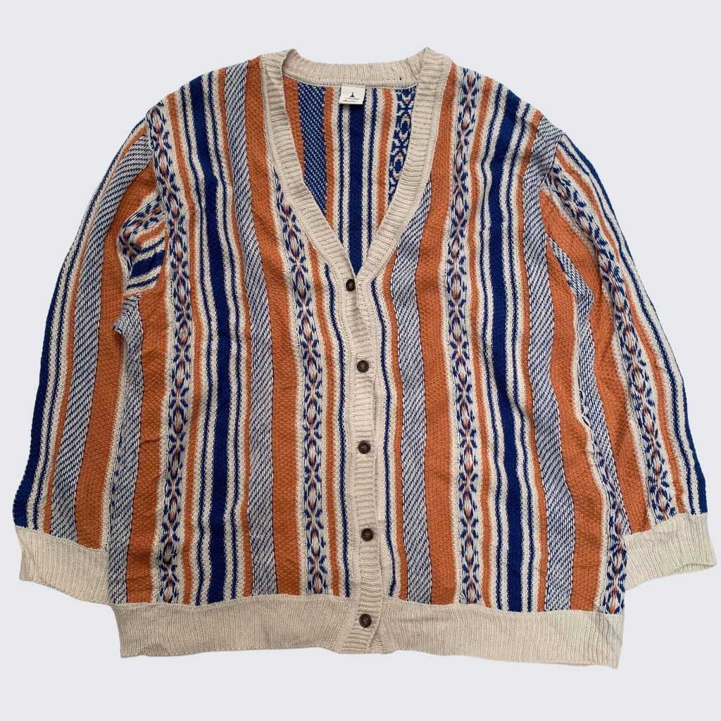 Blue Orange Traditional Pattern Niko And.. Japan 2000s Oversize Knit Cardigan - Unisex - L