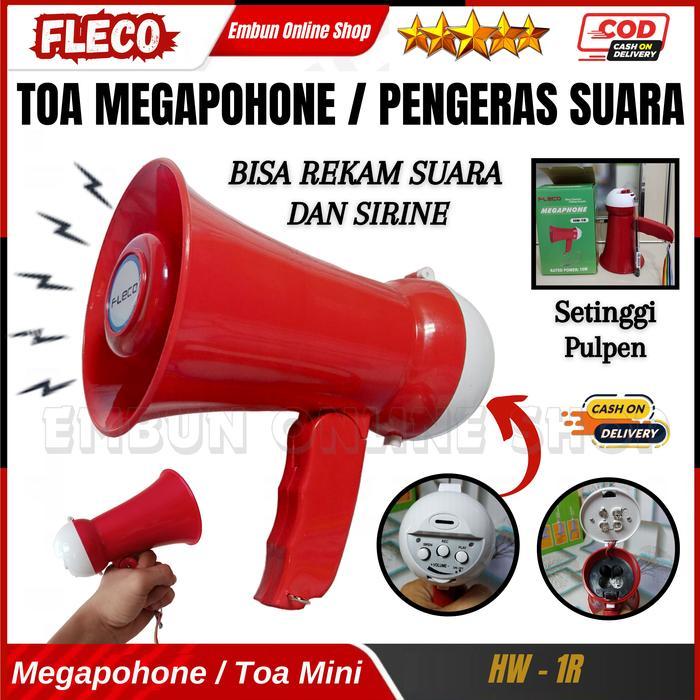 Pengeras Suara Megaphone Fleco HW-1R | Toa Mini Bisa Rekam Suara Fleco HW-1R Megaphone Charger Multi