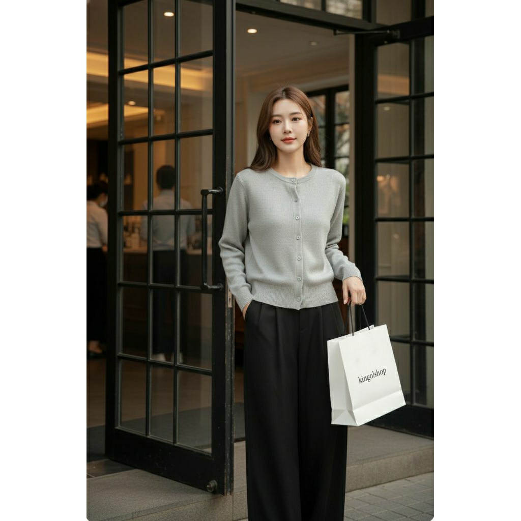 Cardigan Rajut Basic Cotton Murah | Outer Wanita Casual Simple Lengan Panjang