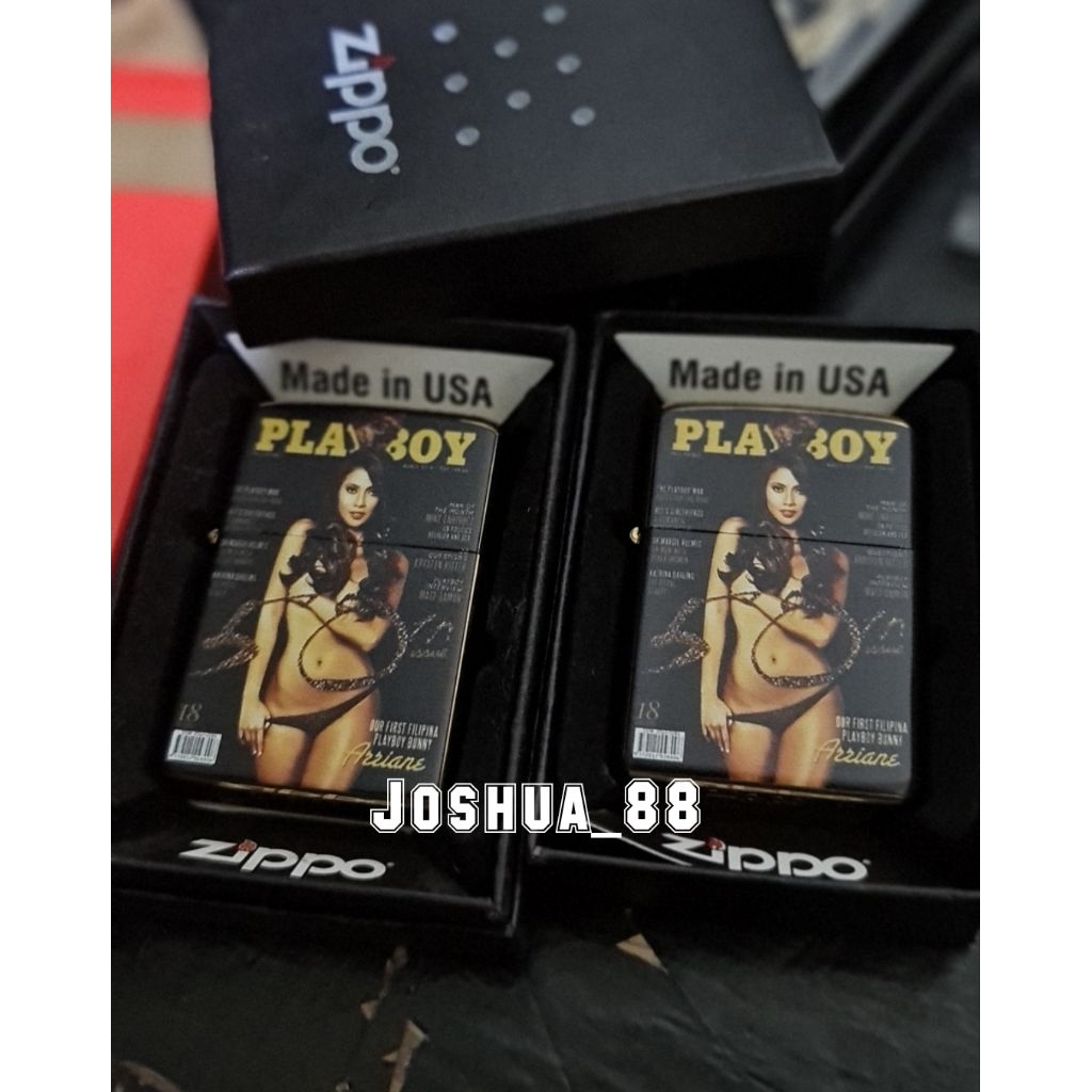 Zippo Custom Korek Api Uv Painting Playboy Gold Premium