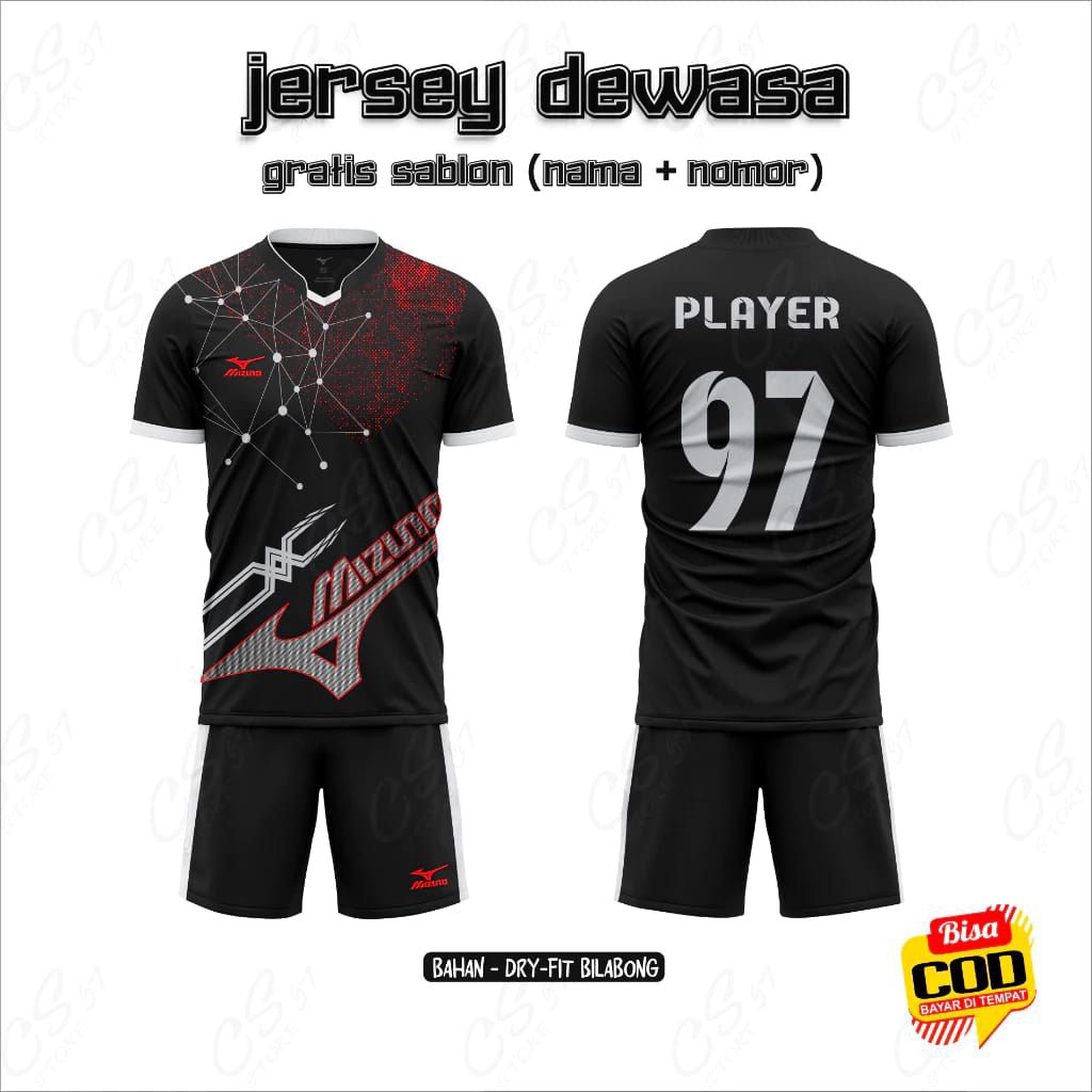 MZ-SET BAJU SEPAK BOLA PRIA DEWASA, BAJU VOLLY DEWASA CUSTOM NAMA+NOMOR BAHAN DRY-FIT QUICK DRY