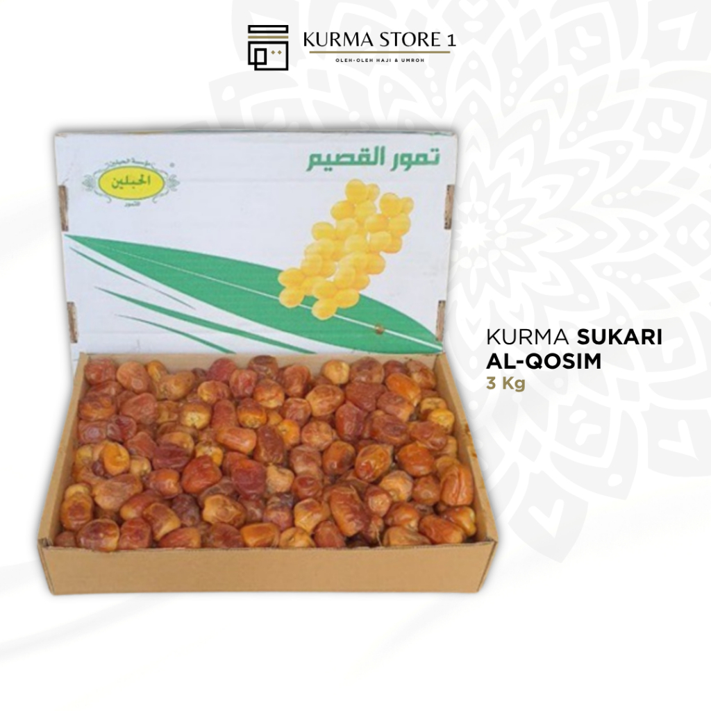 Kurma Sukari Al Qosim 3 Kg Sukkari Kering Rasa Manis