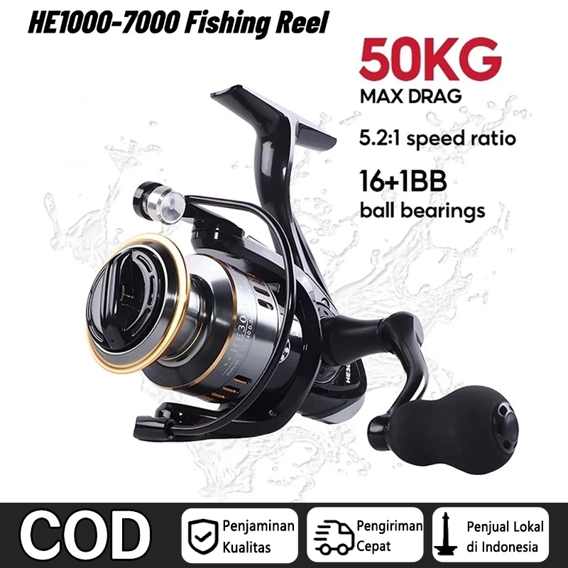 HE1000-HE7000 Reel Pancing Spinning 5.2:1 Reel Pancing Kecepatan Tinggi Aksesoris Pancing Paket Jora